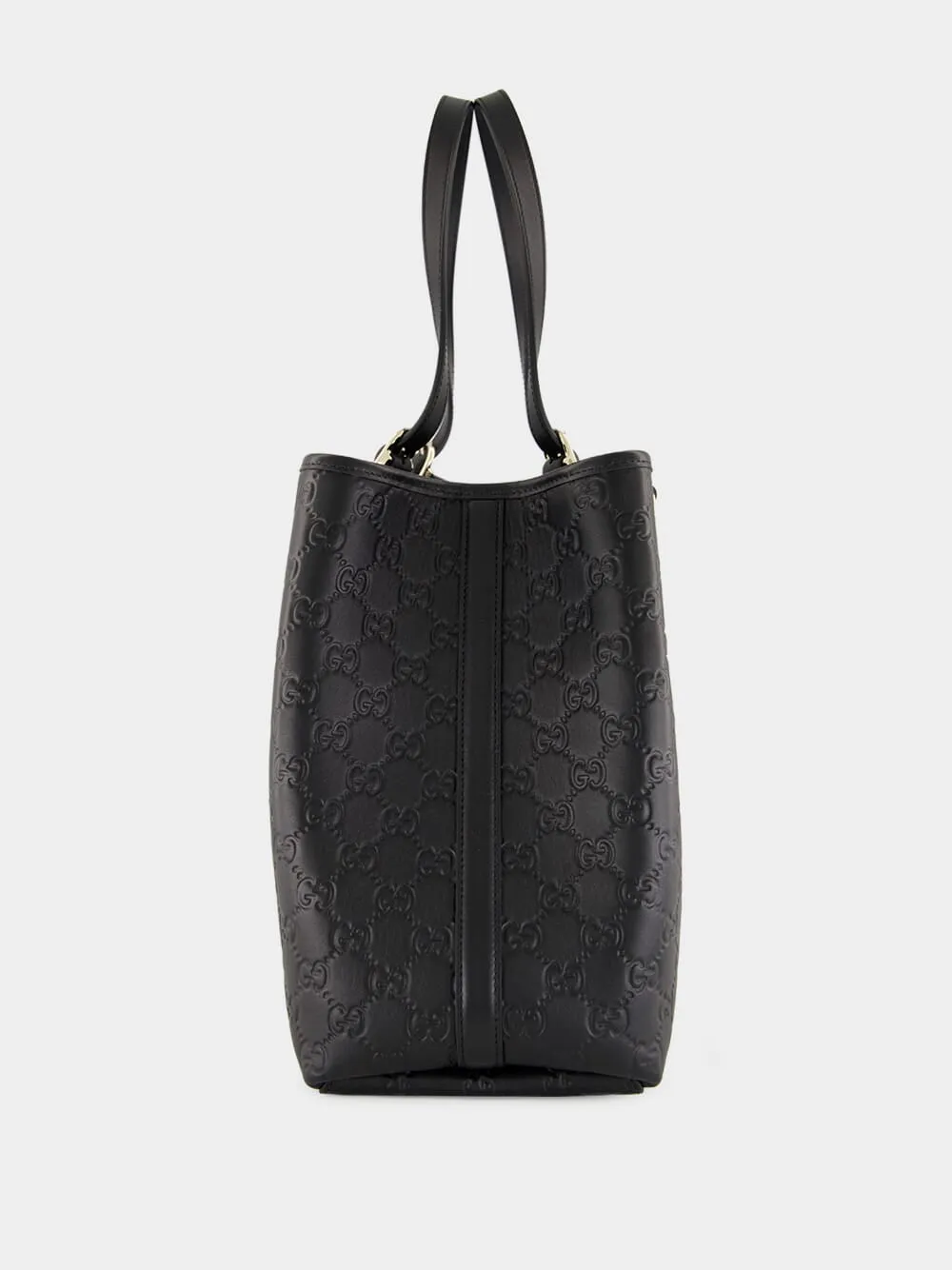 Black GG Emblem Large Leather Tote sold by Fashion Clinic product image thumbnail 3