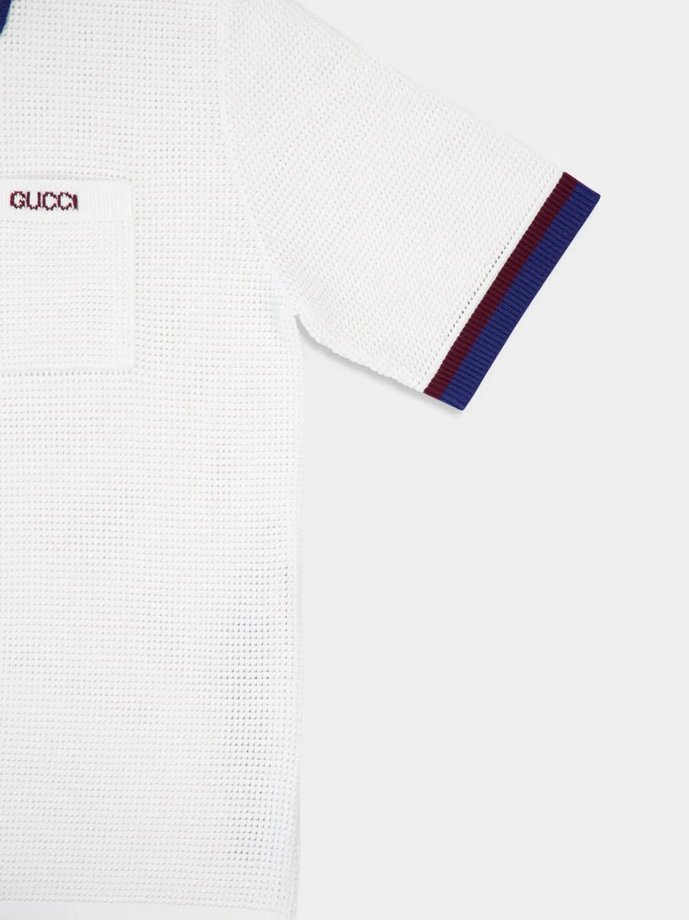Ivory and Blue Cotton Piqué Polo Shirt sold by Fashion Clinic product image thumbnail 4