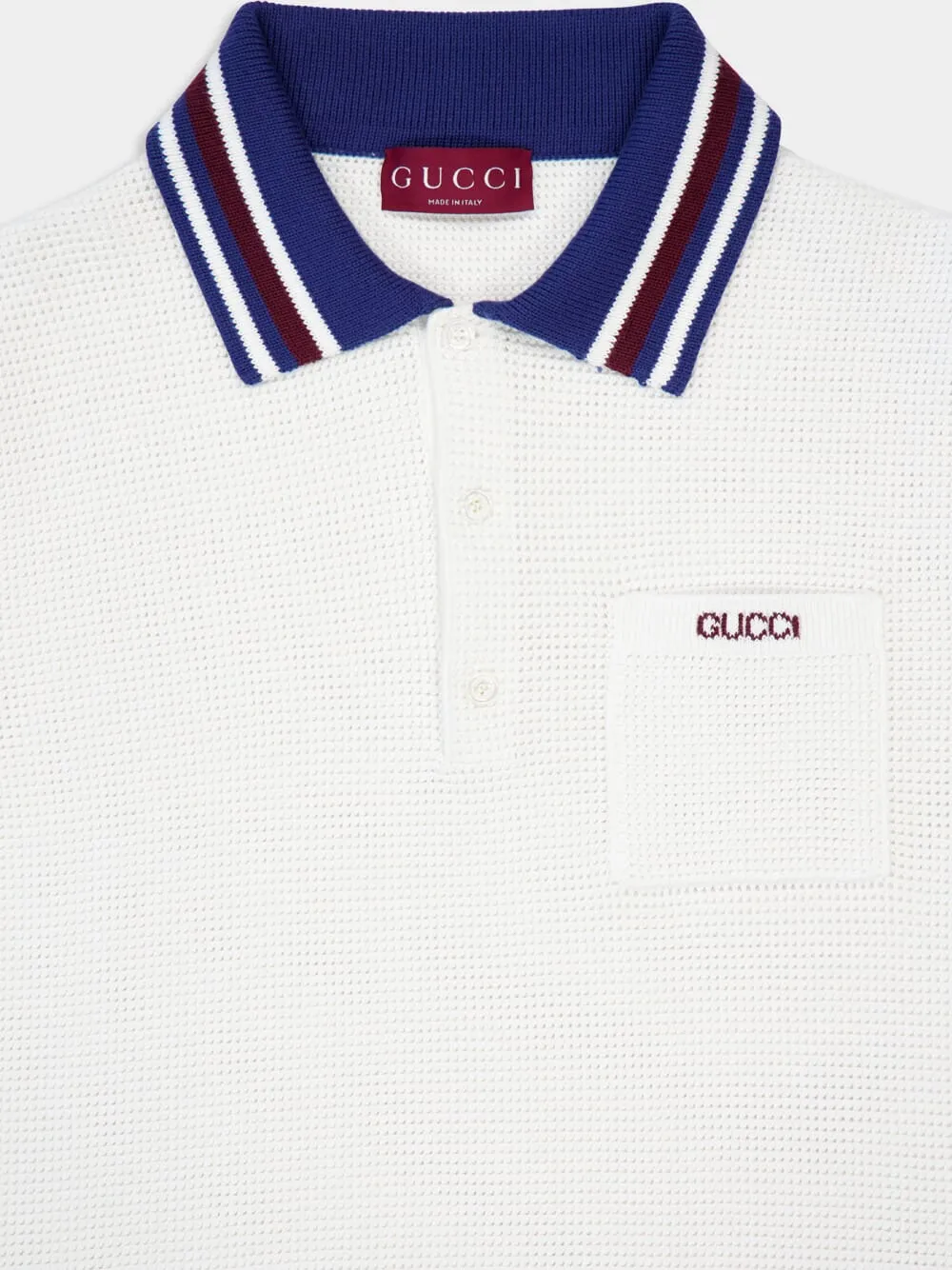 Ivory and Blue Cotton Piqué Polo Shirt sold by Fashion Clinic product image thumbnail 3