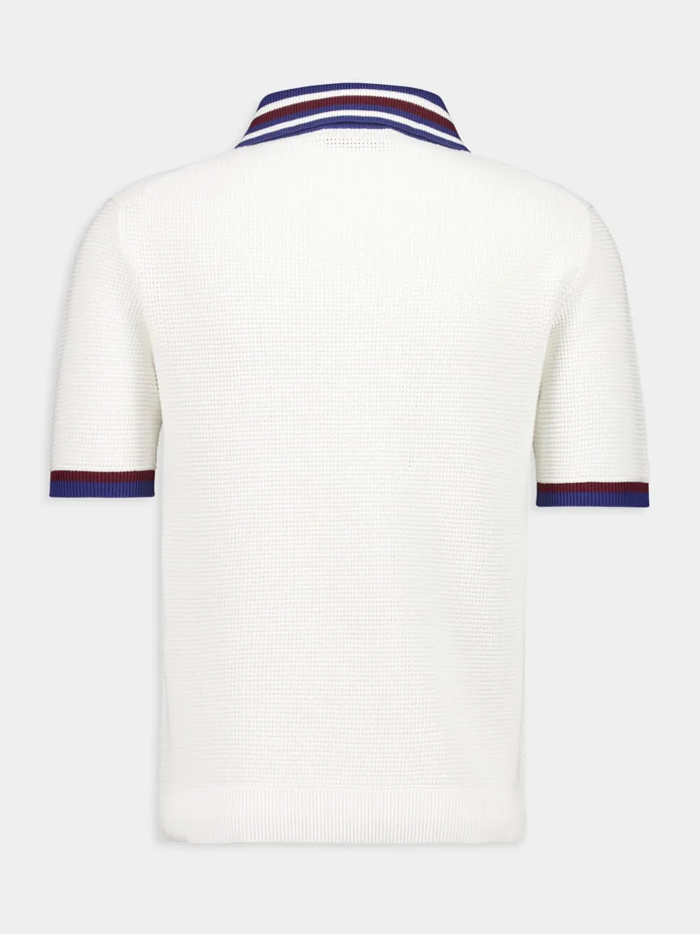 Ivory and Blue Cotton Piqué Polo Shirt sold by Fashion Clinic product image thumbnail 2