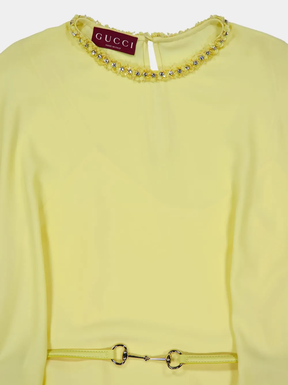 Light Yellow Silk Cady Dress with Belt sold by Fashion Clinic product image thumbnail 3