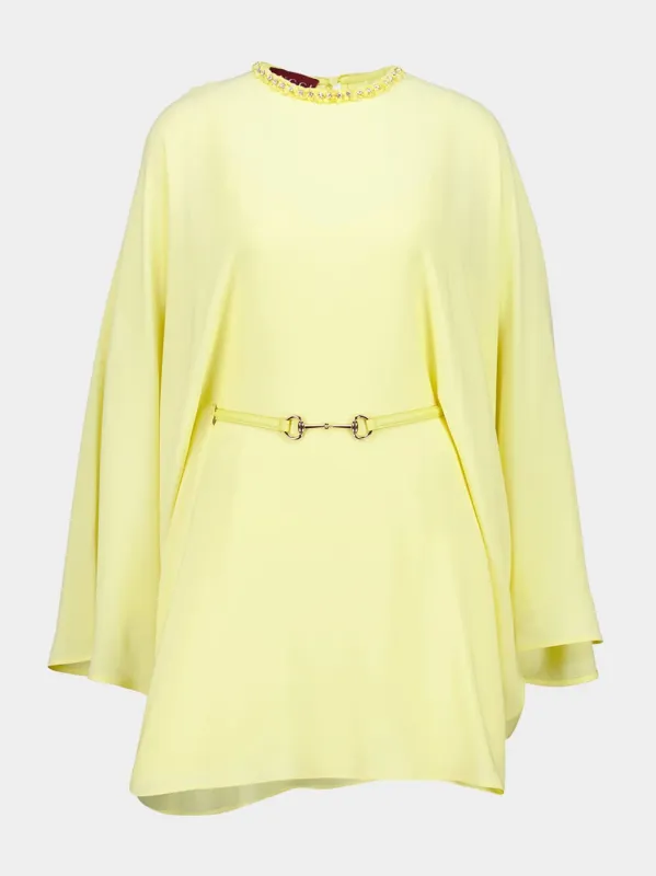 Light Yellow Silk Cady Dress with Belt sold by Fashion Clinic
