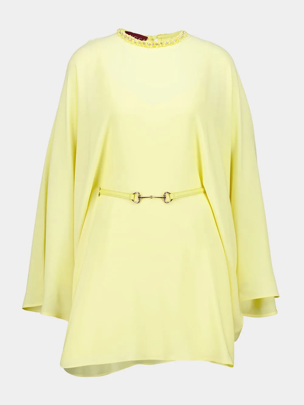 Light Yellow Silk Cady Dress with Belt sold by Fashion Clinic