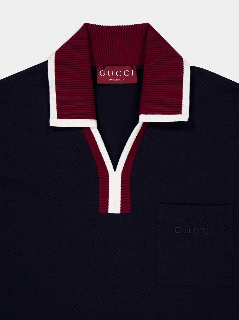 Navy Cotton Piqué Polo with Contrast Trim sold by Fashion Clinic product image thumbnail 3