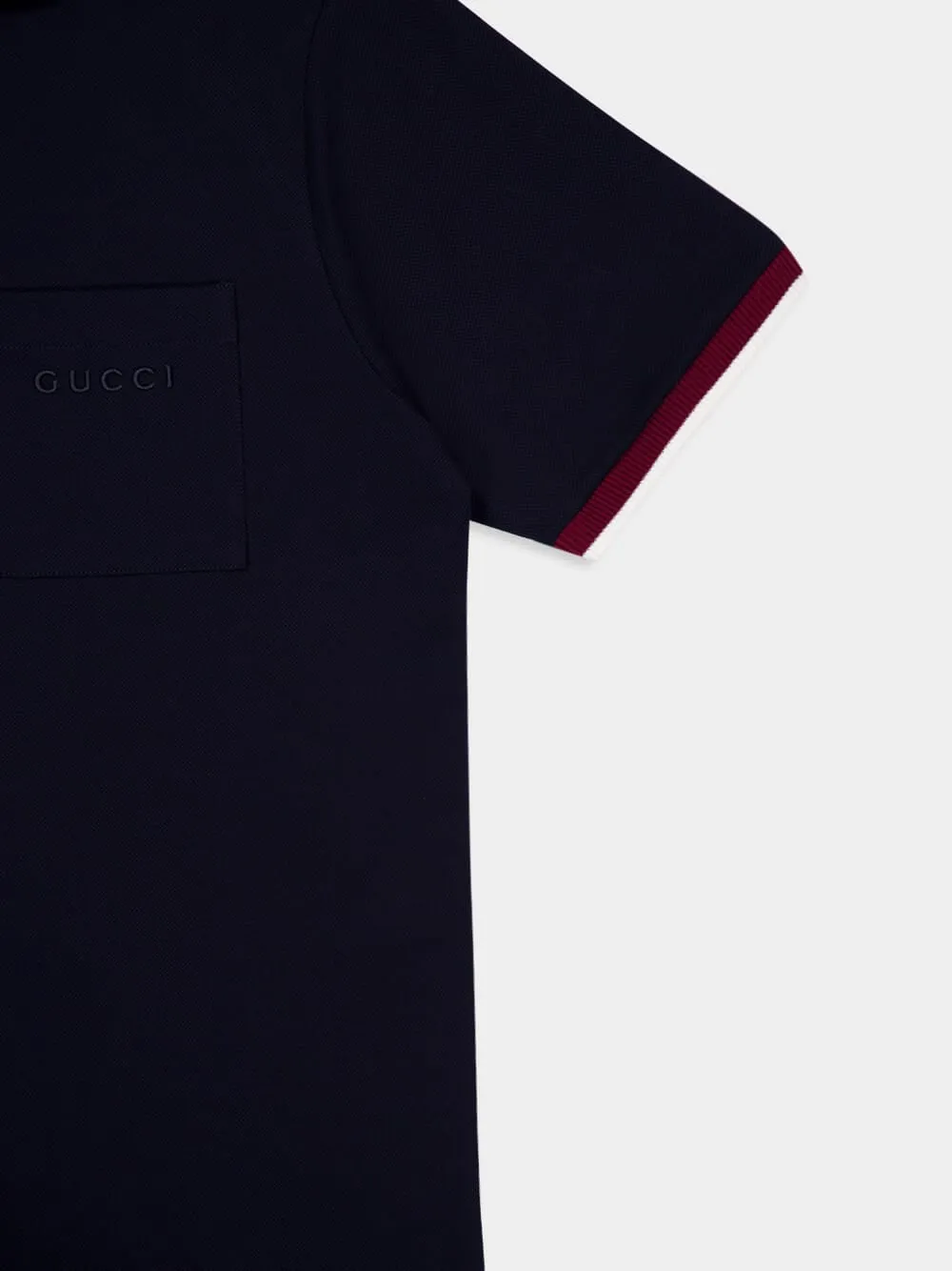 Navy Cotton Piqué Polo with Contrast Trim sold by Fashion Clinic product image thumbnail 4