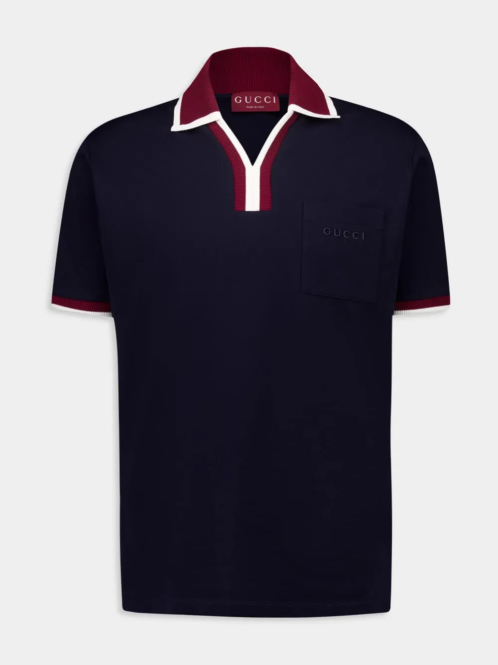 Navy Cotton Piqué Polo with Contrast Trim sold by Fashion Clinic