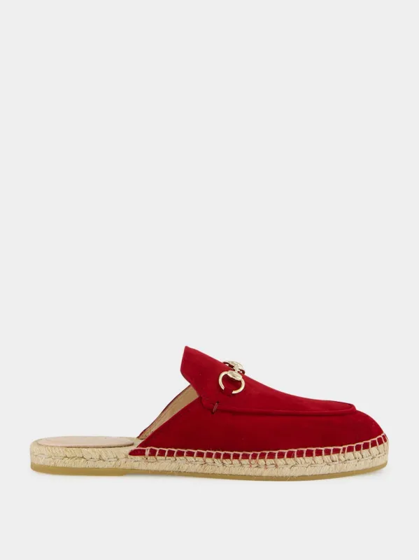 Rosso Ancora Suede Horsebit Espadrille Mules sold by Fashion Clinic