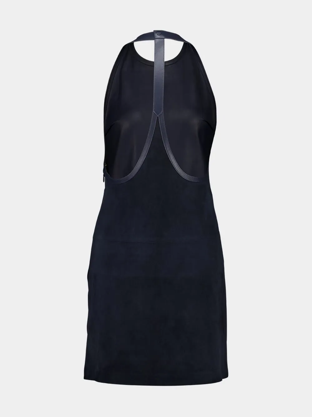 Dark Blue Suede Halterneck Dress sold by Fashion Clinic product image thumbnail 2