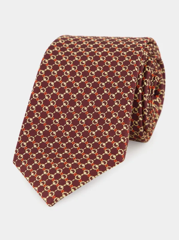 Dark Red Horsebit Silk Tie sold by Fashion Clinic