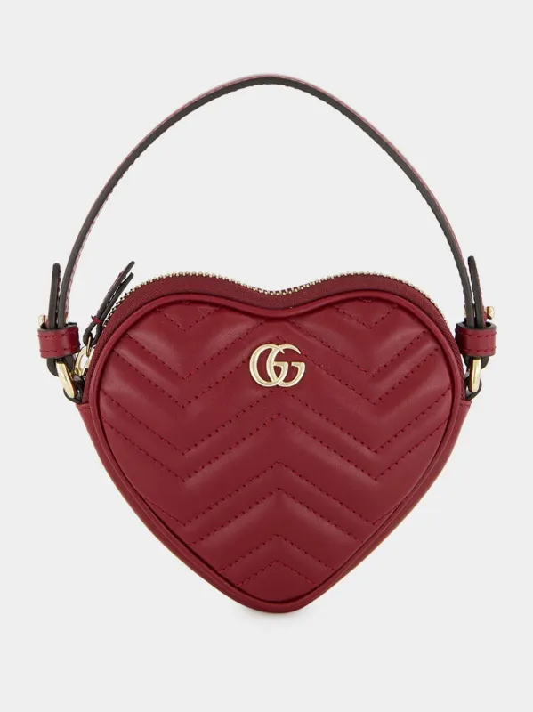 Rosso Ancora GG Marmont Heart Mini Bag sold by Fashion Clinic