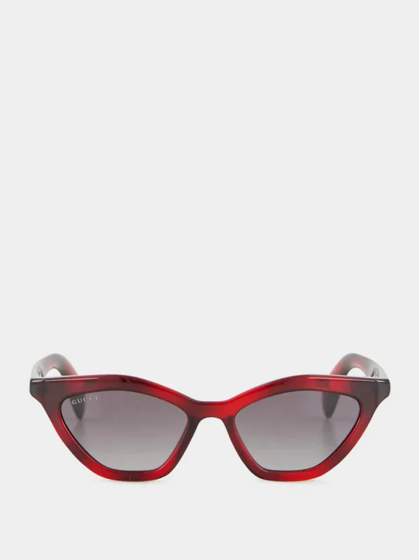 Shiny Red Cat-Eye Sunglasses sold by Fashion Clinic