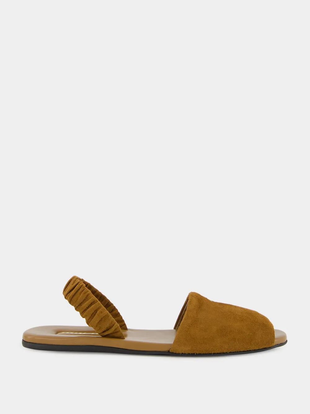 Brown Suede Ruches Flat Sandals sold by Fashion Clinic