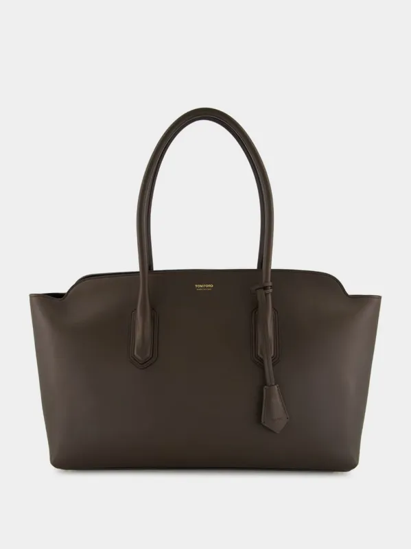 Chocolate Brown Leather Shoulder Bag sold by Fashion Clinic
