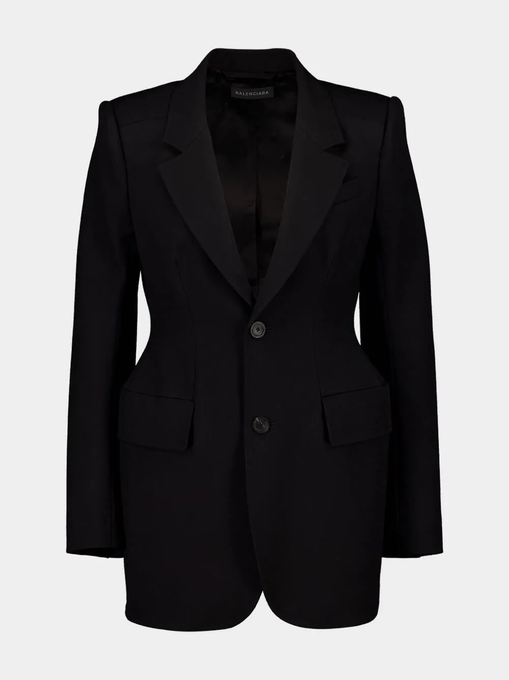Black Wool Twill Hourglass Jacket sold by Fashion Clinic