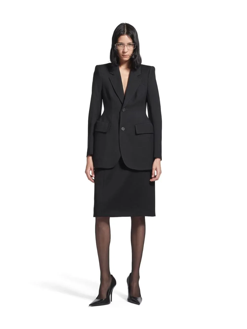 Black Wool Twill Hourglass Jacket sold by Fashion Clinic product image thumbnail 2