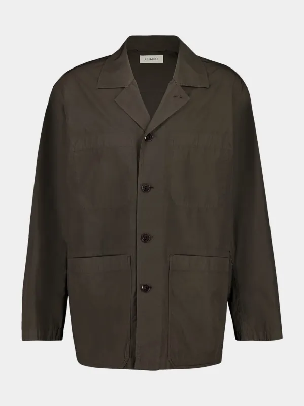 Dark Brown Cotton Workwear Shirt Jacket sold by Fashion Clinic