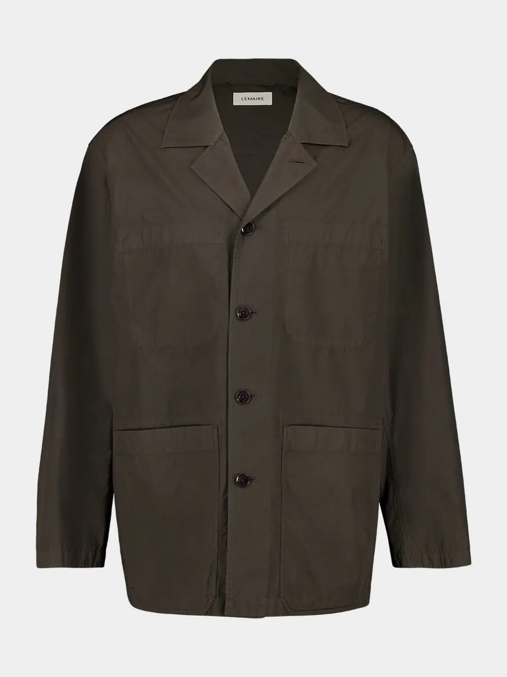 Dark Brown Cotton Workwear Shirt Jacket sold by Fashion Clinic