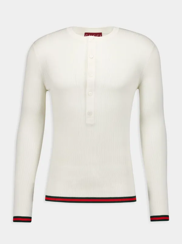 Ribbed Silk Long-Sleeved Top sold by Fashion Clinic
