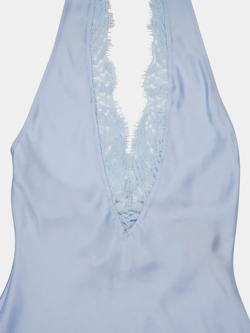 Blue Backless Fringed Satin Top sold by Fashion Clinic product image thumbnail 5