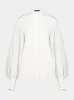 White Cotton Poplin Puff Sleeve Shirt sold by Fashion Clinic