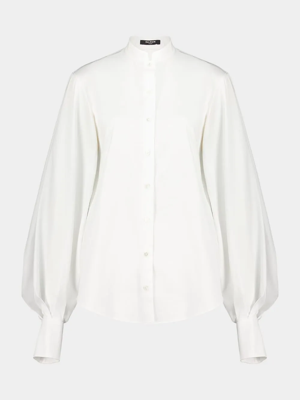 White Cotton Poplin Puff Sleeve Shirt sold by Fashion Clinic