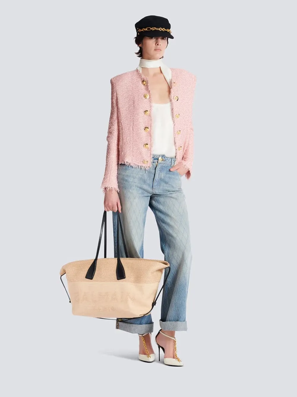 Brown Track Raffia Tote Bag sold by Fashion Clinic product image thumbnail 3