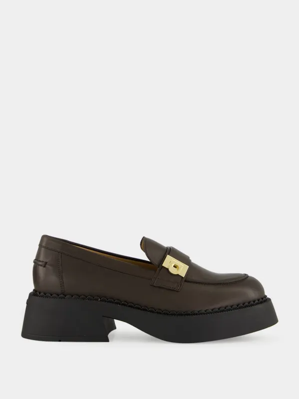 Brown Caminia Chunky Leather Loafers sold by Fashion Clinic