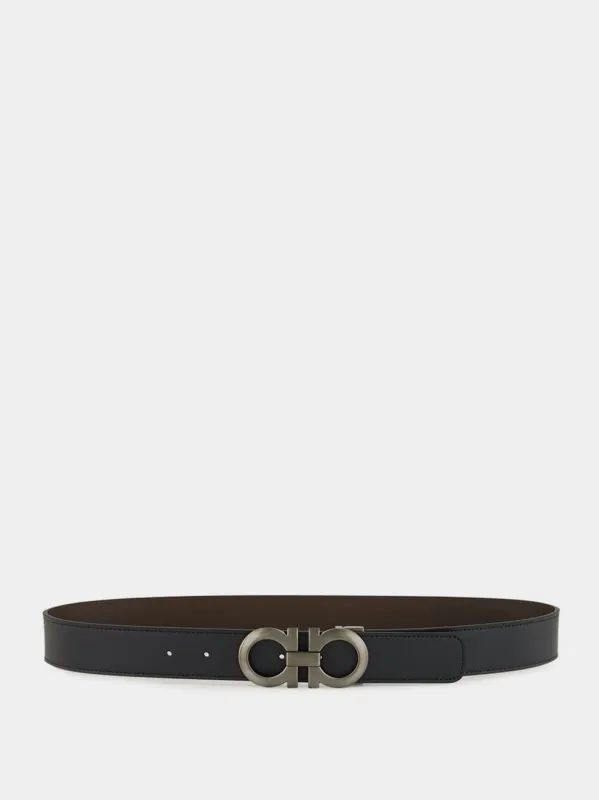 Black and Hickory Reversible Gancini Belt sold by Fashion Clinic