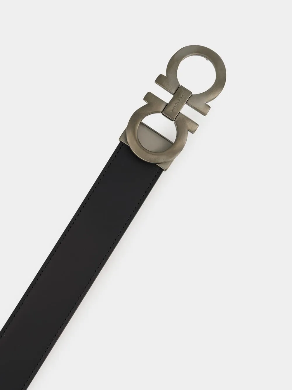 Black and Hickory Reversible Gancini Belt sold by Fashion Clinic product image thumbnail 2