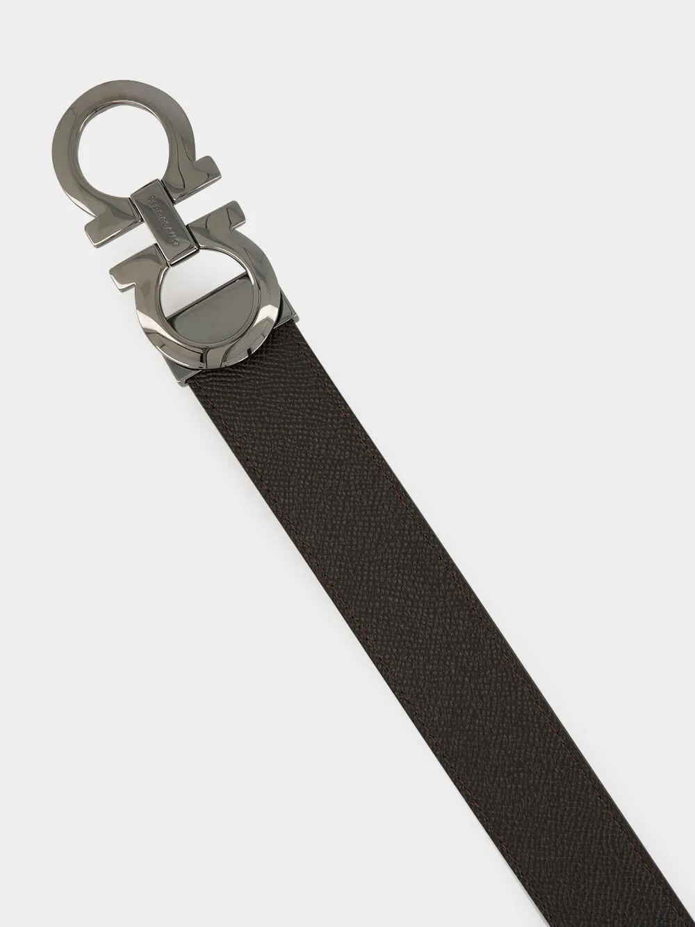 Dark Brown and Black Brown Reversible Gancini Leather Belt sold by Fashion Clinic product image thumbnail 2