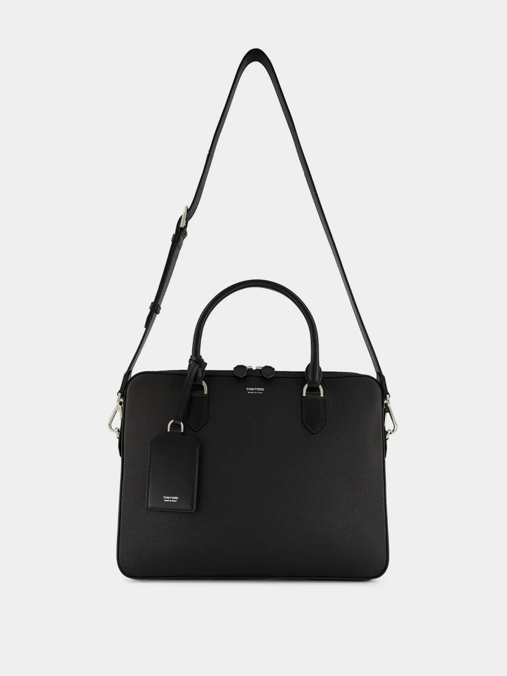 Black Grain Leather Elliot Briefcase sold by Fashion Clinic product image thumbnail 2