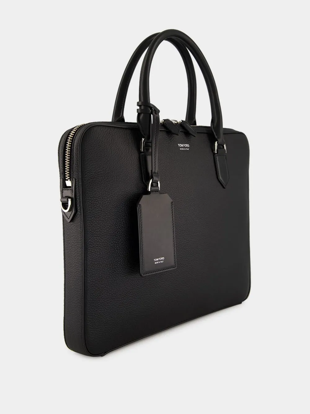 Black Grain Leather Elliot Briefcase sold by Fashion Clinic product image thumbnail 3