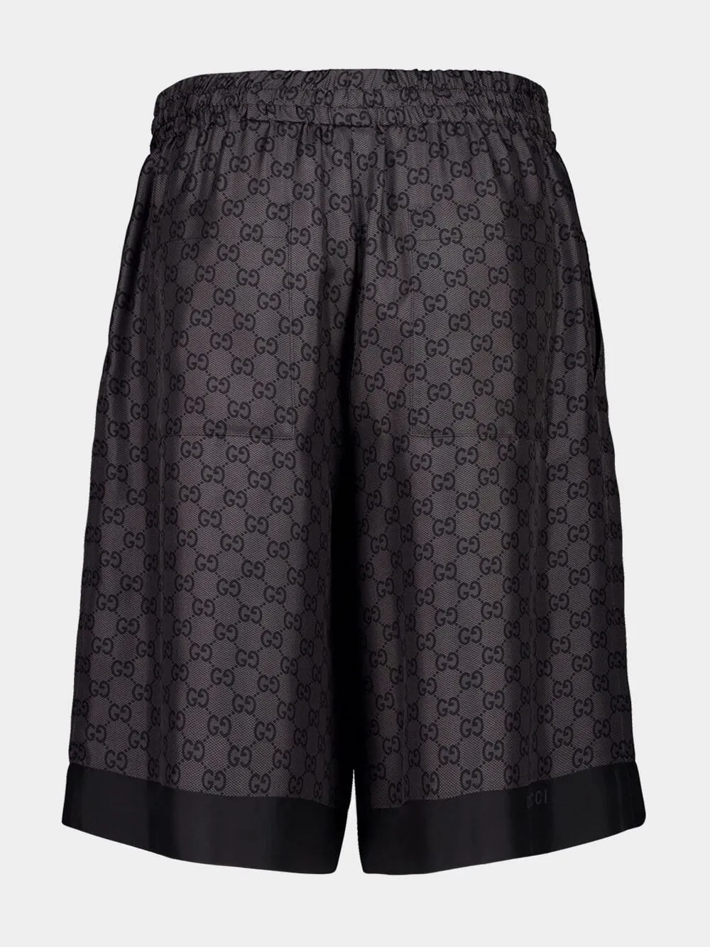 Grey and Black GG Monogram Silk Twill Shorts sold by Fashion Clinic product image thumbnail 2