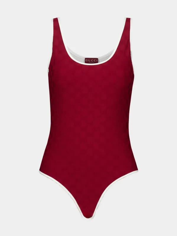 Rosso Ancora Jacquard Swimsuit made by Gucci