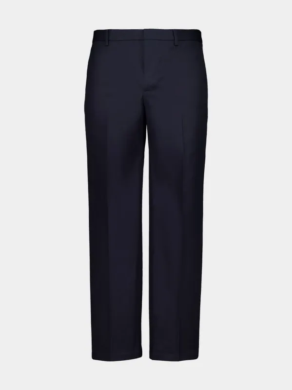 Dark Blue Twill Trousers with Web Detail sold by Fashion Clinic