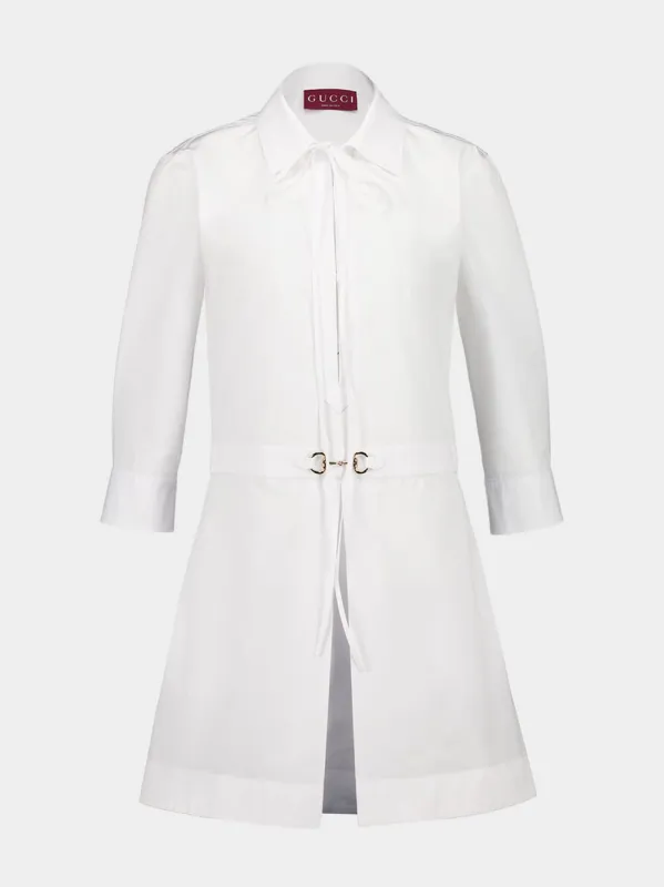 White Shirt Dress with Horsebit Detail sold by Fashion Clinic
