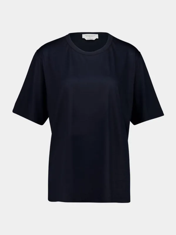 Dark Navy Kirby Cashmere T-Shirt sold by Fashion Clinic
