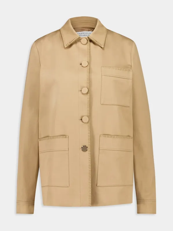Camel Ulu Sea Island Cotton Chore Jacket sold by Fashion Clinic