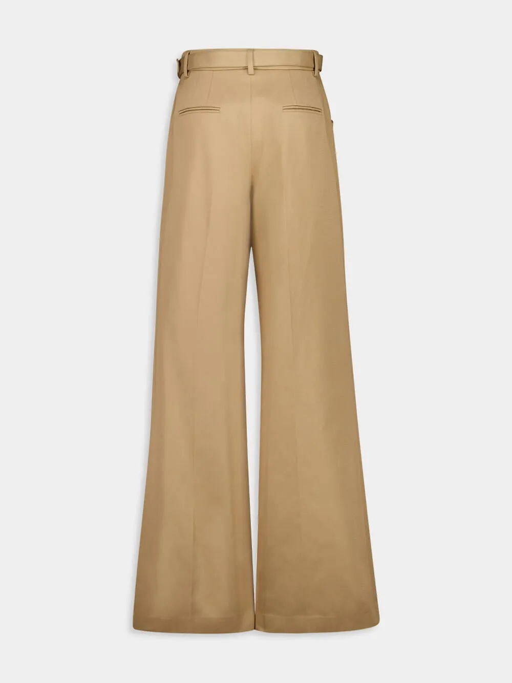 Camel Norman Wide-Leg Cotton Trousers sold by Fashion Clinic product image thumbnail 2