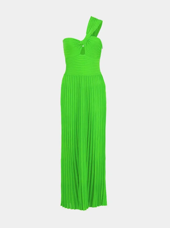 Peridot Green Altura One-Shoulder Maxi Dress made by Gabriela Hearst