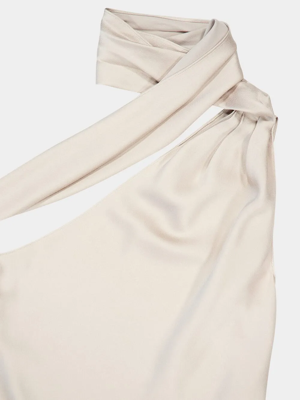 Silver Grey One-Shoulder Scarf Detail Top sold by Fashion Clinic product image thumbnail 3