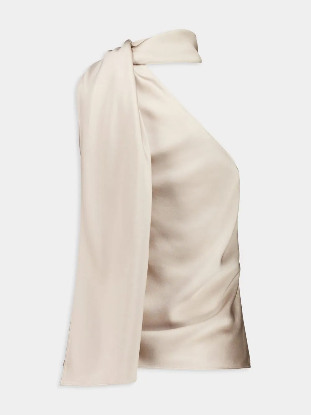 Silver Grey One-Shoulder Scarf Detail Top sold by Fashion Clinic product image thumbnail 2