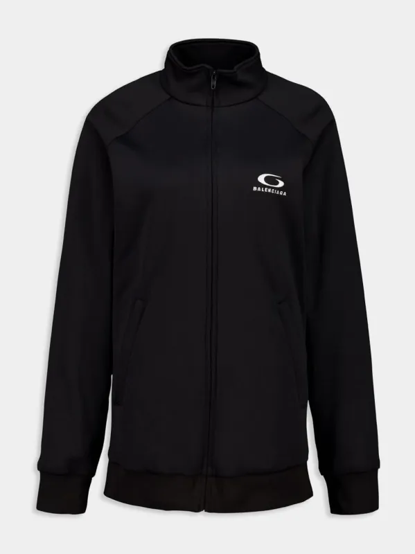 Black Cotton Zip-Up Tracksuit Jacket sold by Fashion Clinic