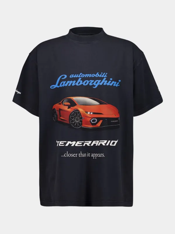 Faded Black Lamborghini Graphic T-Shirt sold by Fashion Clinic