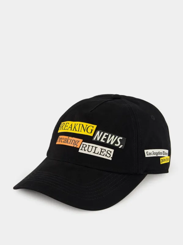 Black Pa x La Times Quote Cotton Cap made by Palm Angels