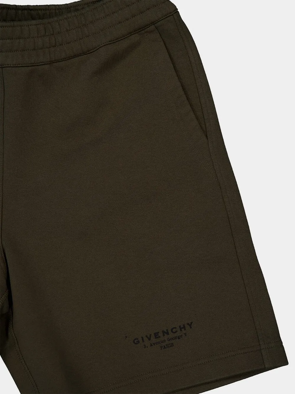 Khaki Green Logo Cotton Shorts sold by Fashion Clinic product image thumbnail 3