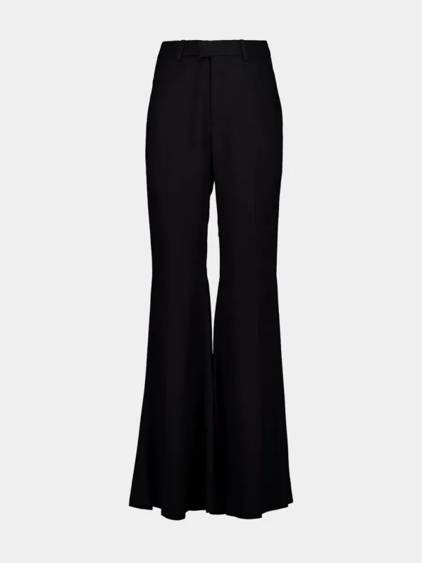 Black Fluid Flared Viscose Trousers sold by Fashion Clinic