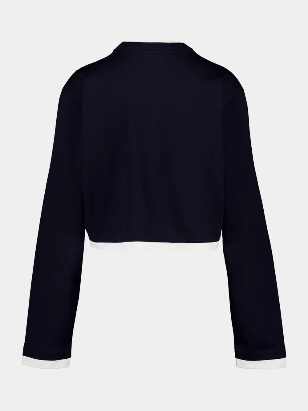 Navy Layered Long-Sleeved Cotton T-Shirt sold by Fashion Clinic product image thumbnail 2
