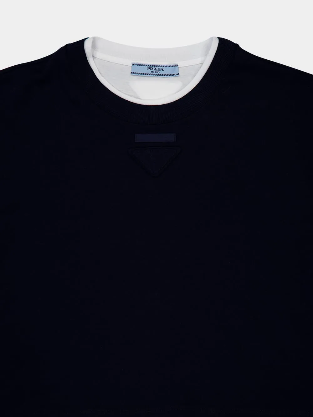 Navy Layered Long-Sleeved Cotton T-Shirt sold by Fashion Clinic product image thumbnail 3