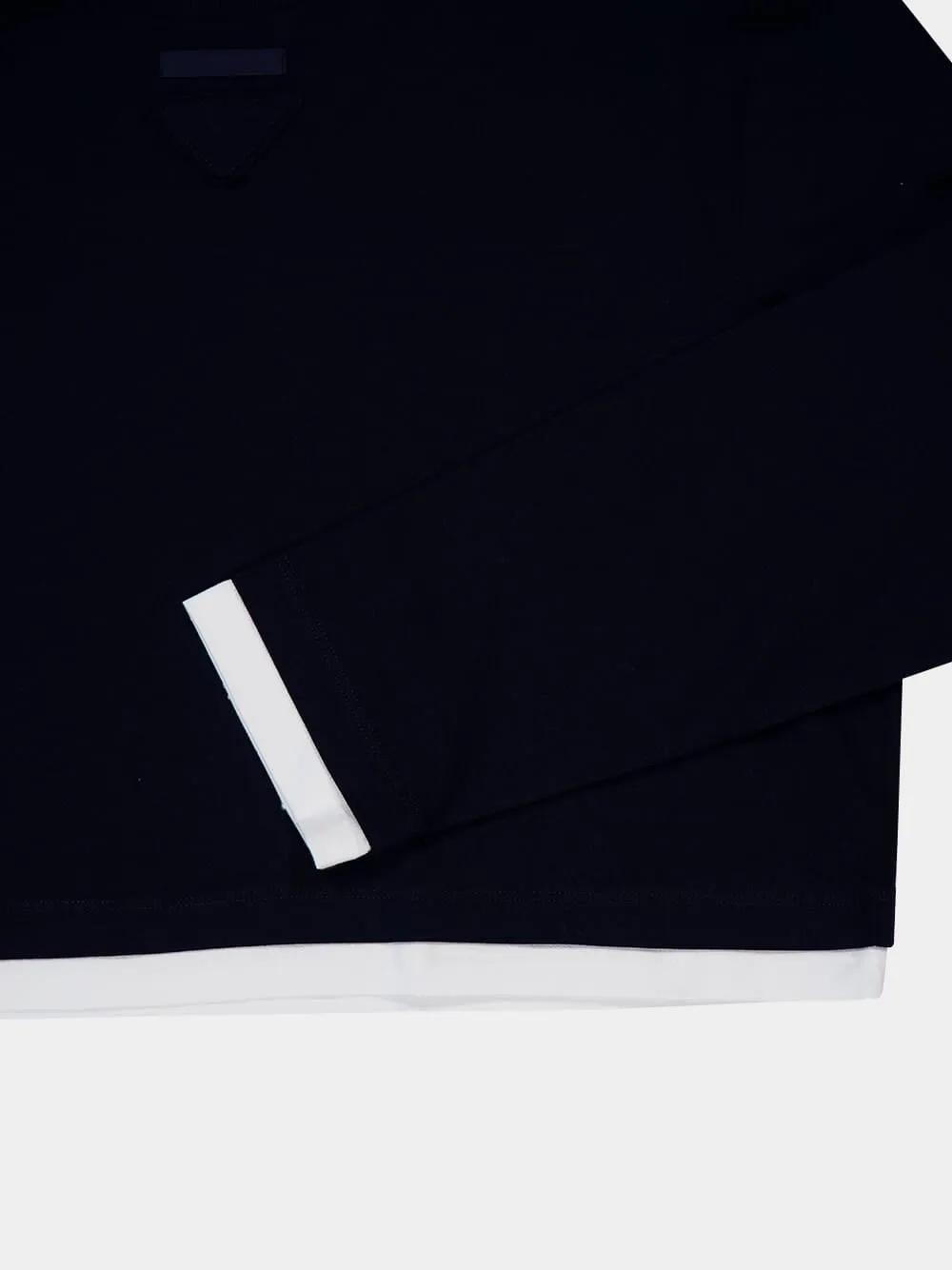 Navy Layered Long-Sleeved Cotton T-Shirt sold by Fashion Clinic product image thumbnail 4